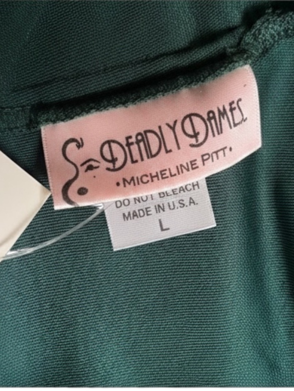 Deadly Dames by Micheline Pitt Film Noir Emerald Velvet, Large, NWT - Picture 5 of 5